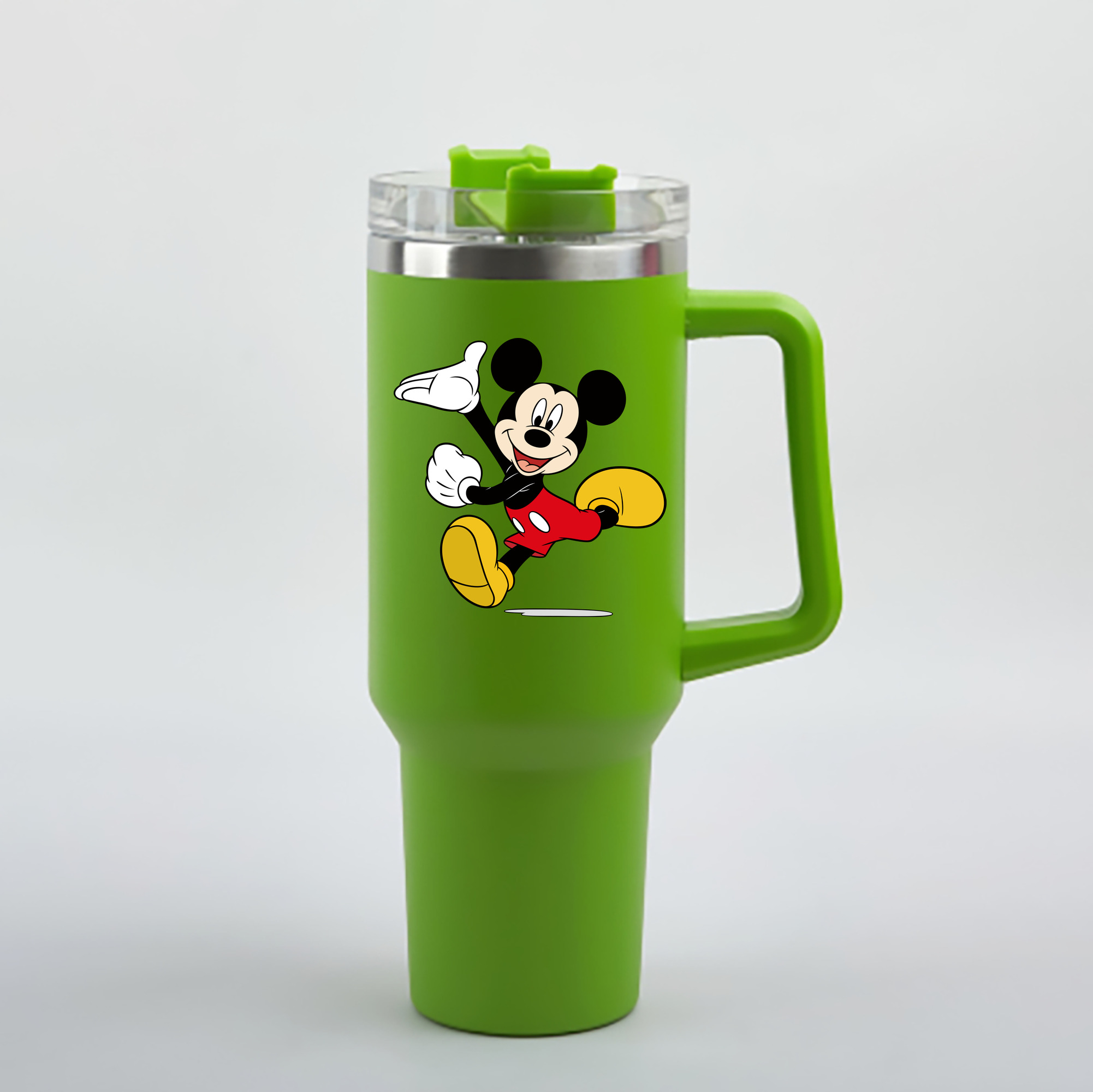 （画像用） ミッキーマウス Mickey Mouse 1200mL車用タンブラー - クリスタルステッカー（プラスチックストロー付き）